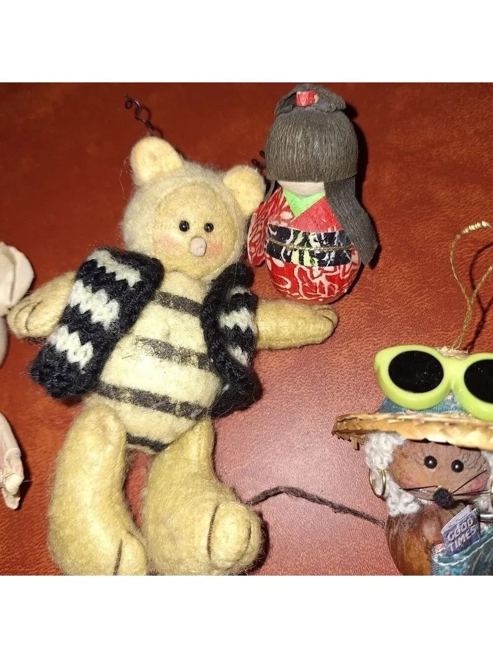 Holiday Ornaments Lot Bee Mouse Doll Small